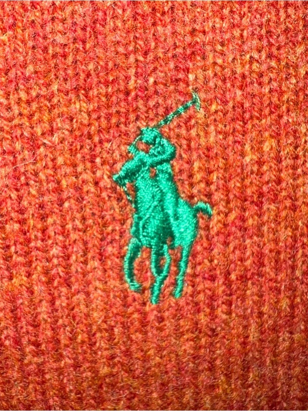 Polo by Ralph Lauren V-Neck Sweater - Rust Orange with Green Pony - Picture 6 of 12